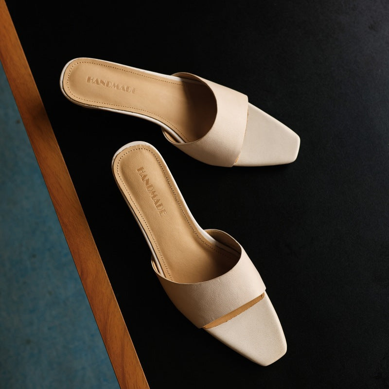 Women's Square-Toe Leather Mules