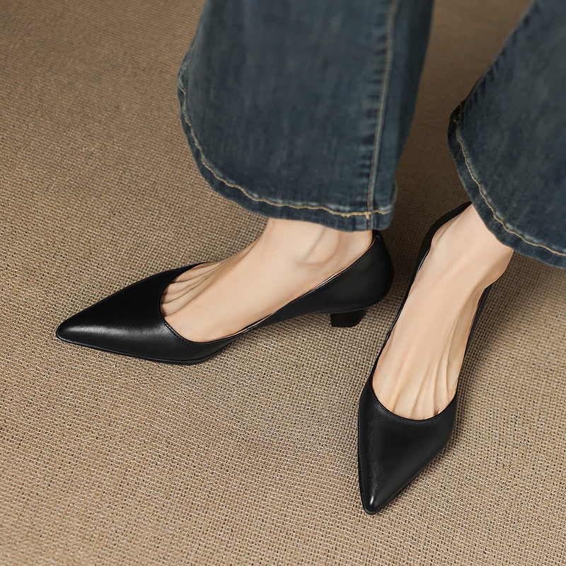 Women's Leather Kitten Heels