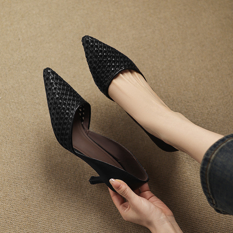 Women's Woven Leather Heels