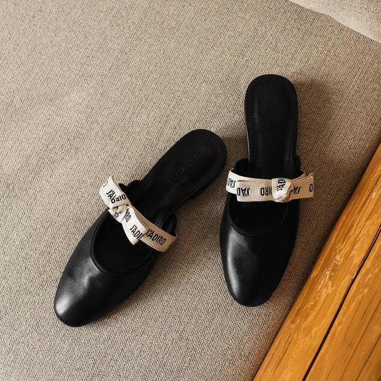 Women's Bow Leather Mules