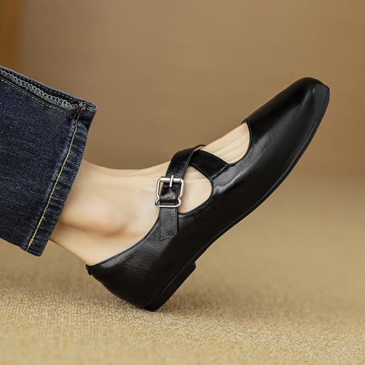 Women's Cross-Strap Leather Flats