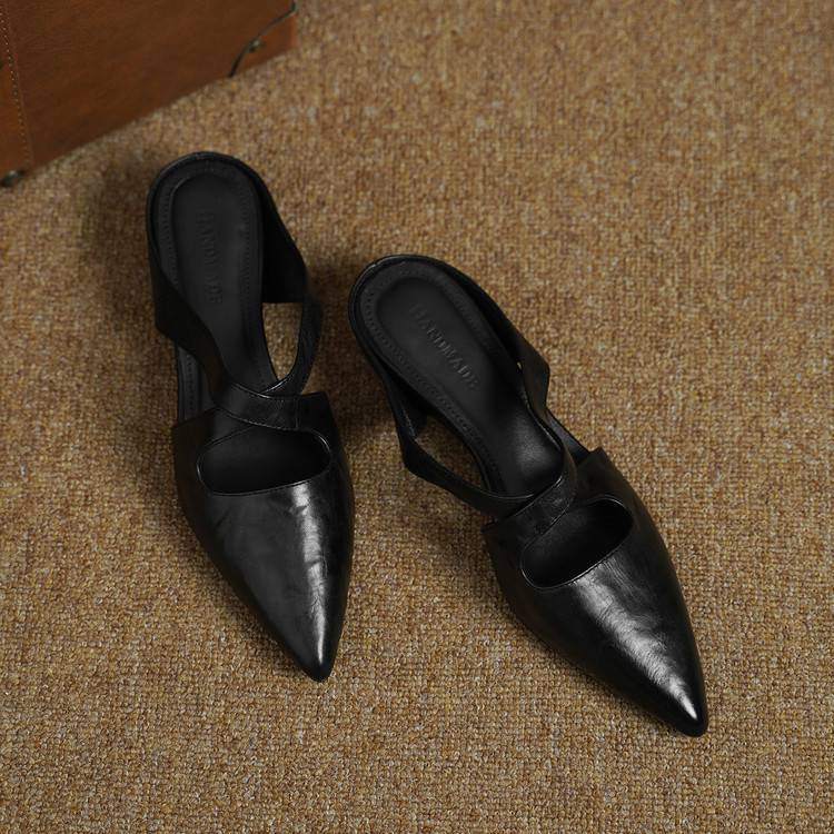 Women's Cross-Strap Leather Mules