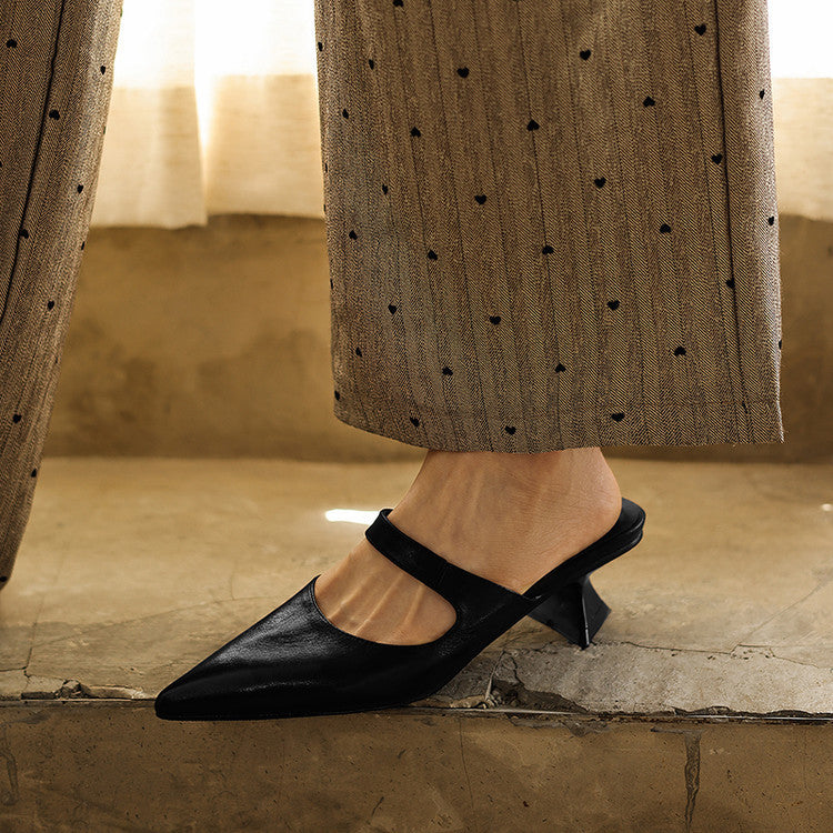 Women's Strap Leather Mules