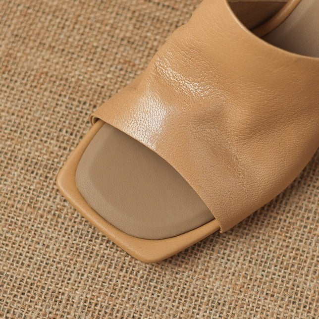 Women's Square-Toe Leather Mules