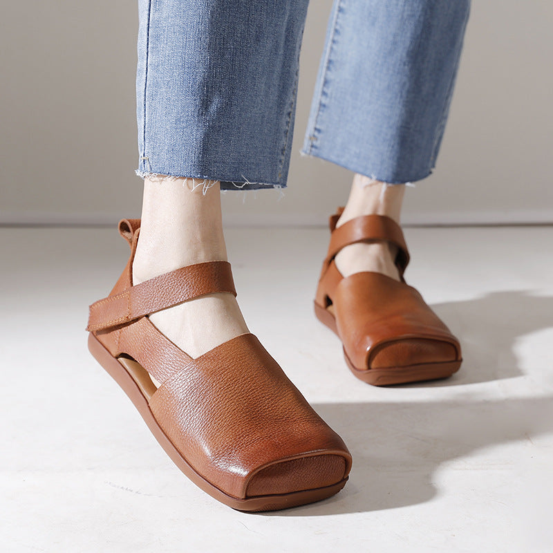 Women's Soft Strap Leather Flats