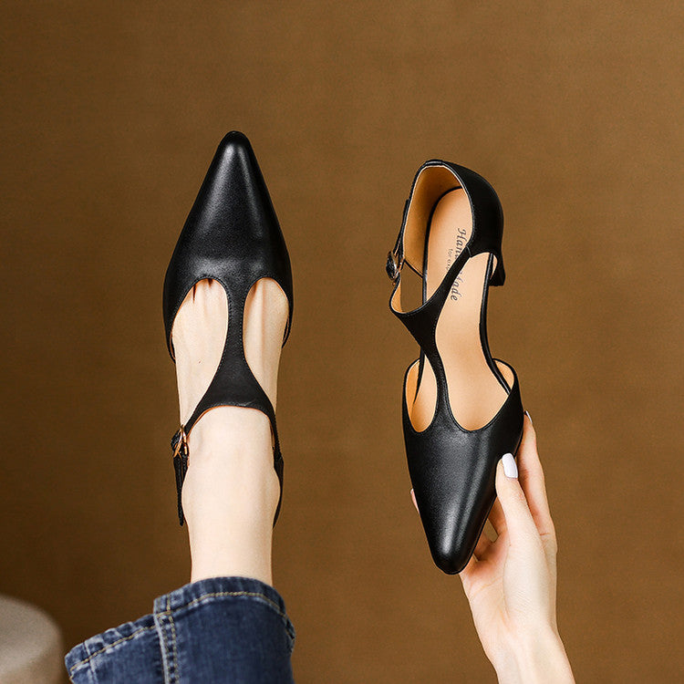 Women's T-Bar Leather Heels