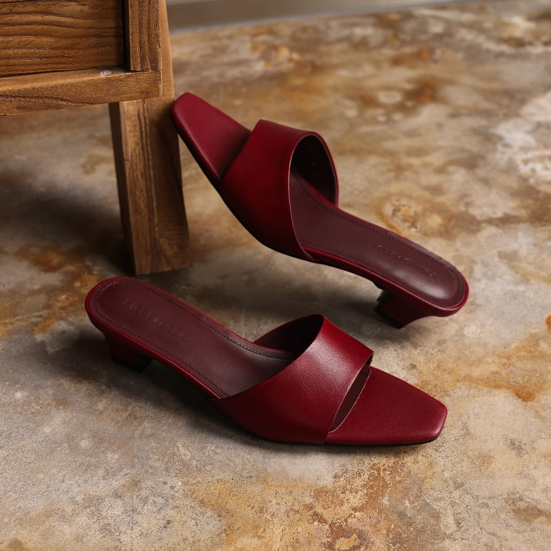 Women's Square-Toe Leather Mules