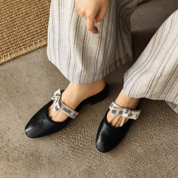 Women's Bow Leather Mules