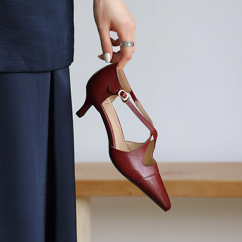 Women's Leather Mary-Jane Heels