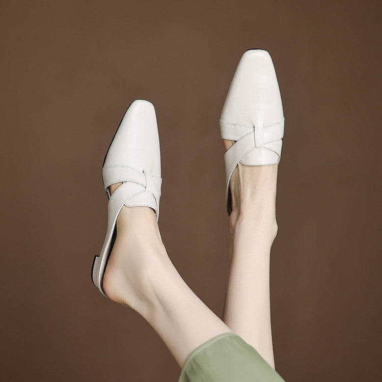 Women's Cross Leather Mules