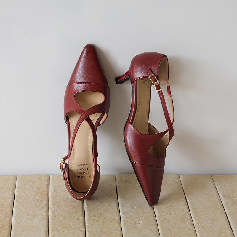 Women's Leather Mary-Jane Heels