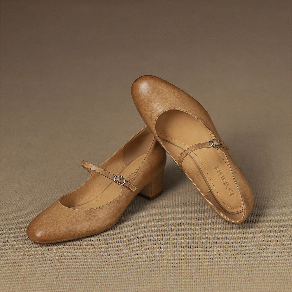 Women's Leather Block Heels