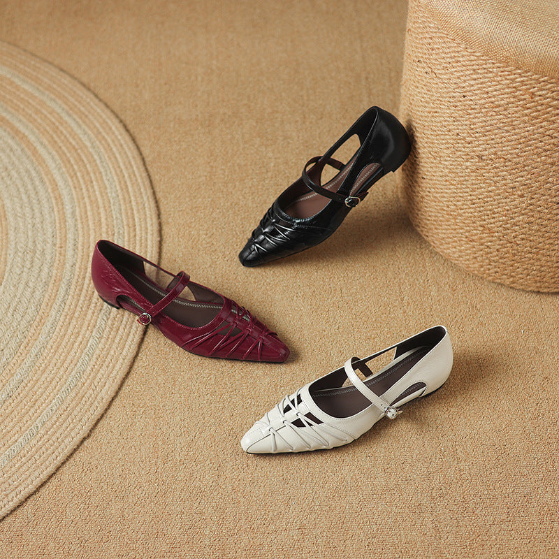 Clairvette™ | Pointed Lattice-Cut Mary Jane Flat
