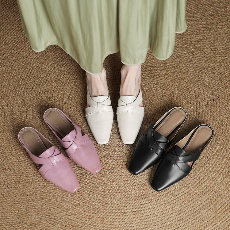 Women's Cross Leather Mules