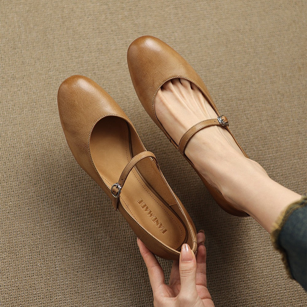 Women's Leather Block Heels