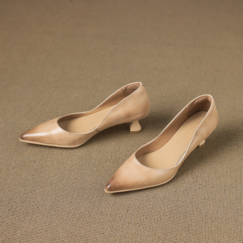 Women's Leather Kitten Heels