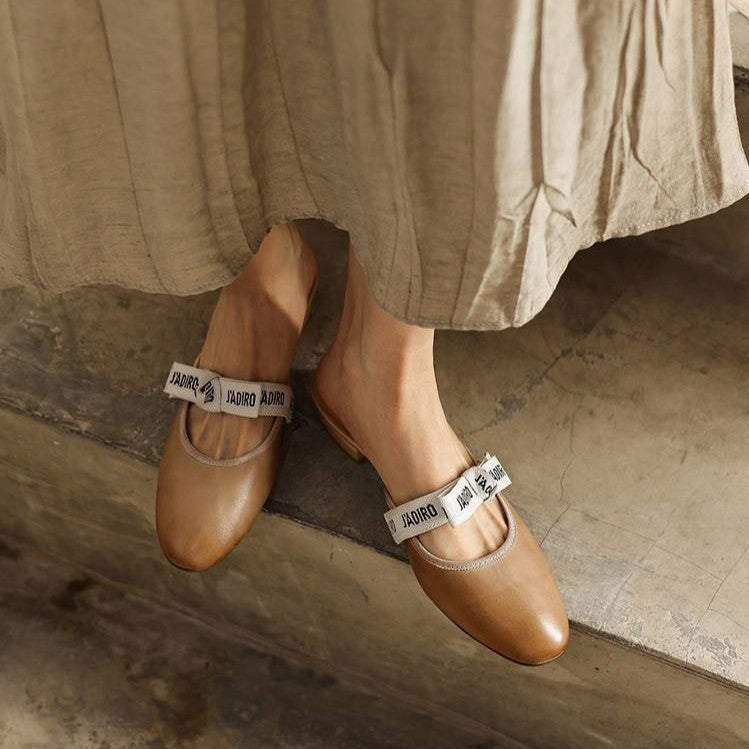 Women's Bow Leather Mules