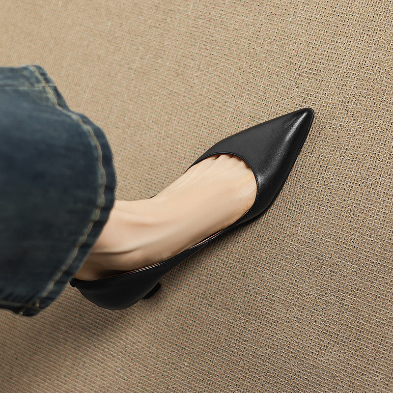 Women's Leather Kitten Heels
