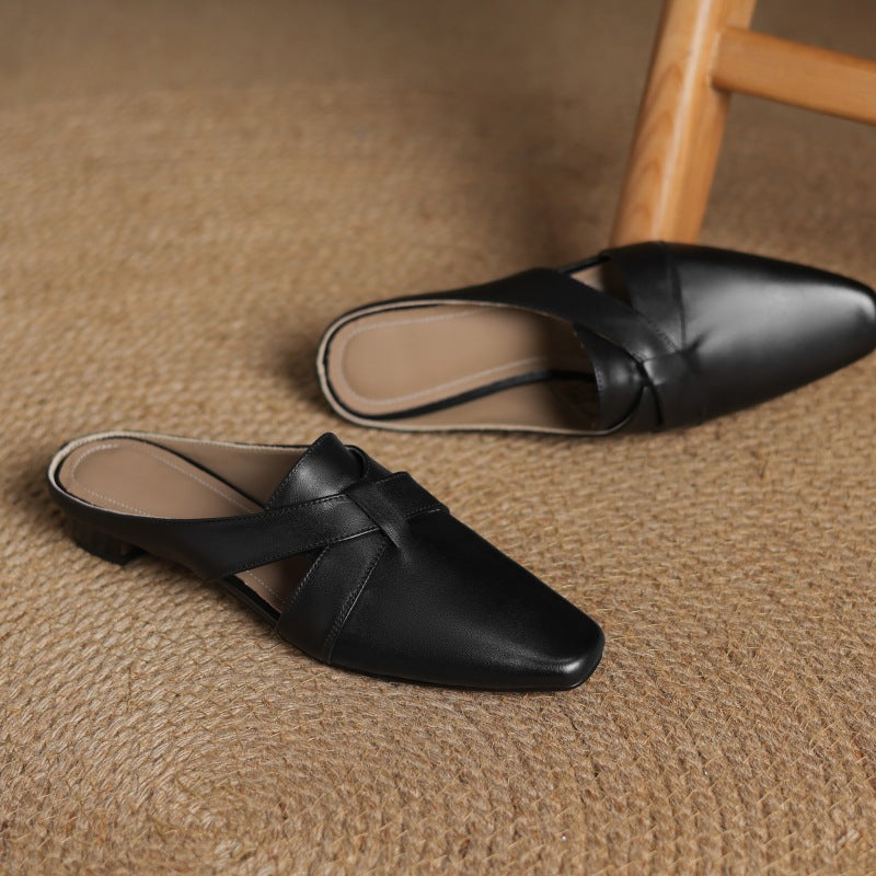 Women's Cross Leather Mules