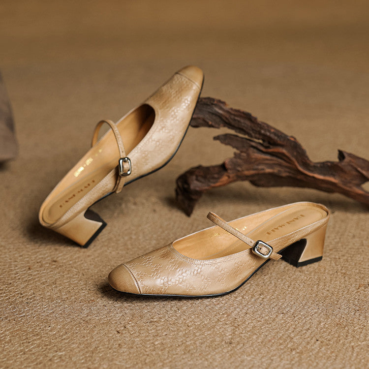 Women's Strap Leather Mules