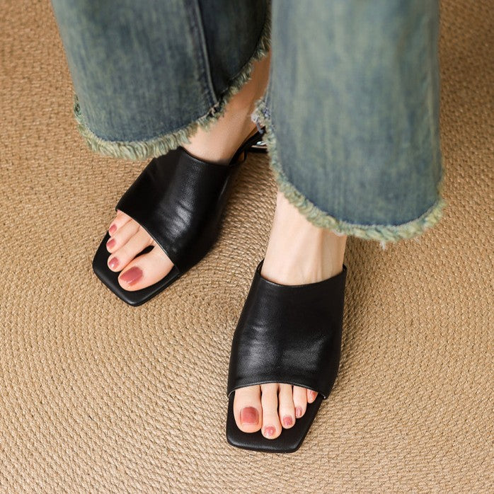 Women's Curve Leather Mule Heels