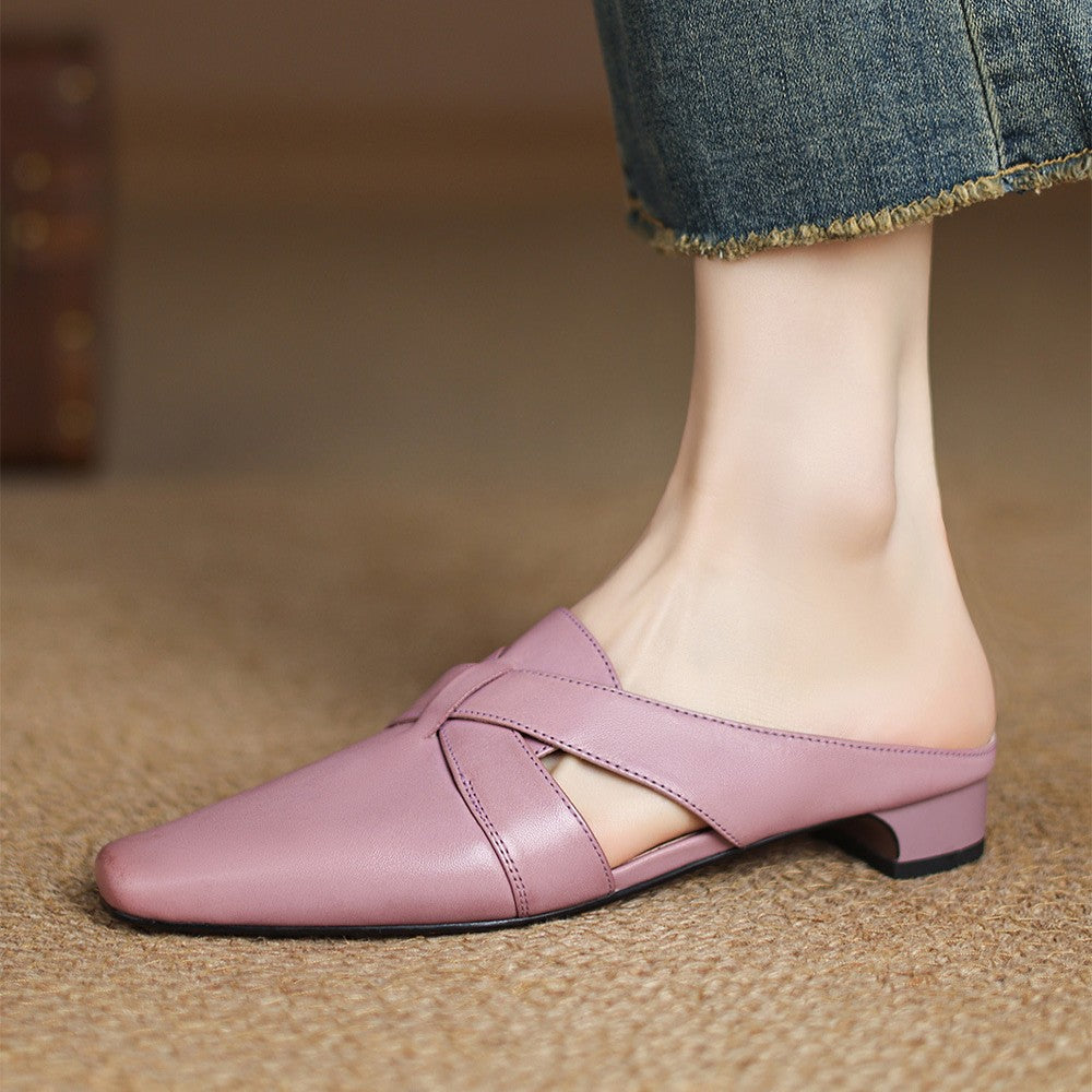 Women's Cross Leather Mules