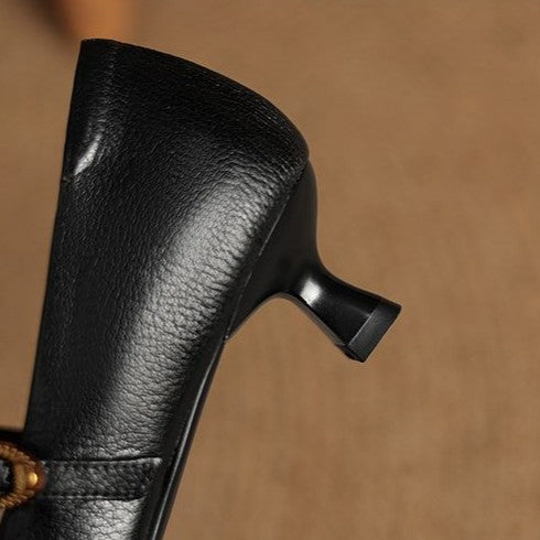 Women's Leather Kitten Heels