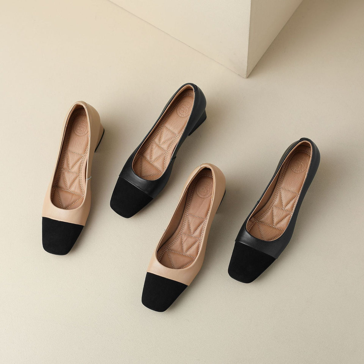 Women's Square-Toe Leather Pumps