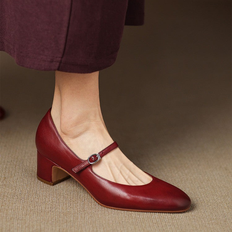 Women's Leather Block Heels