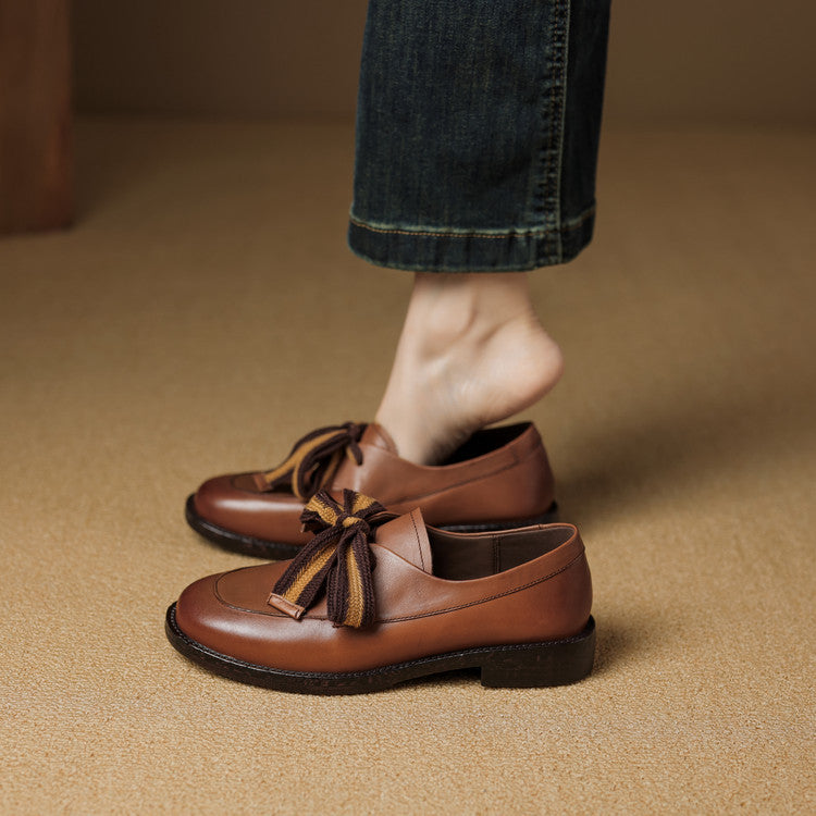 Women's Bow Leather Loafers