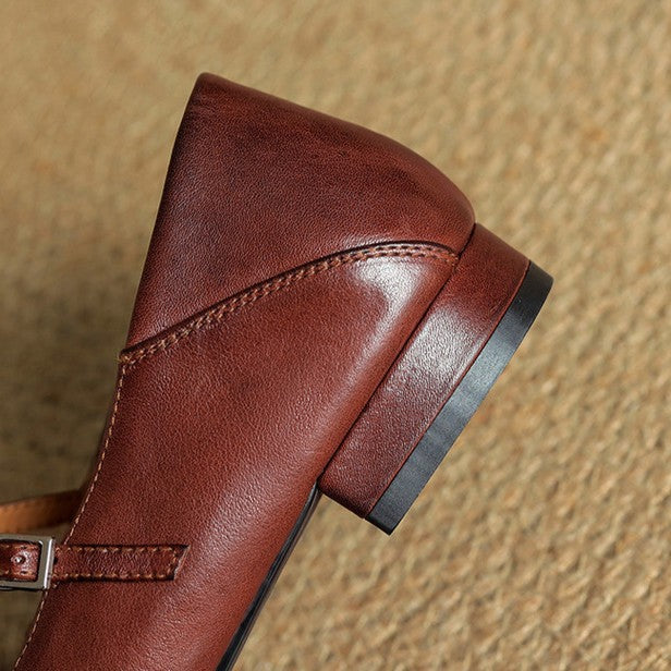 Women's T-Strap Leather Mary Janes