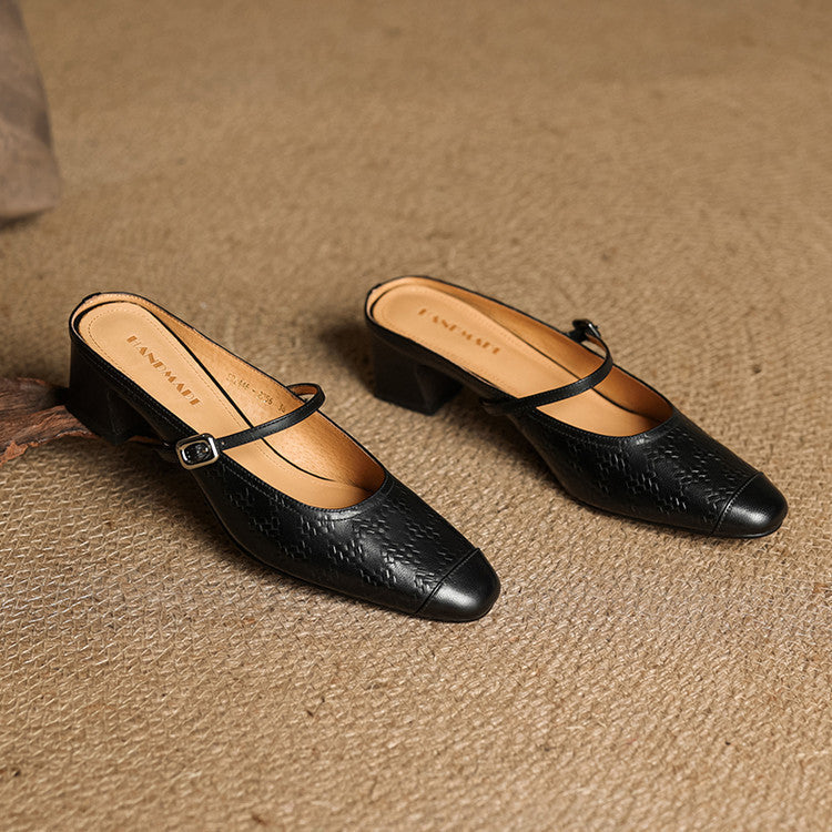 Women's Strap Leather Mules