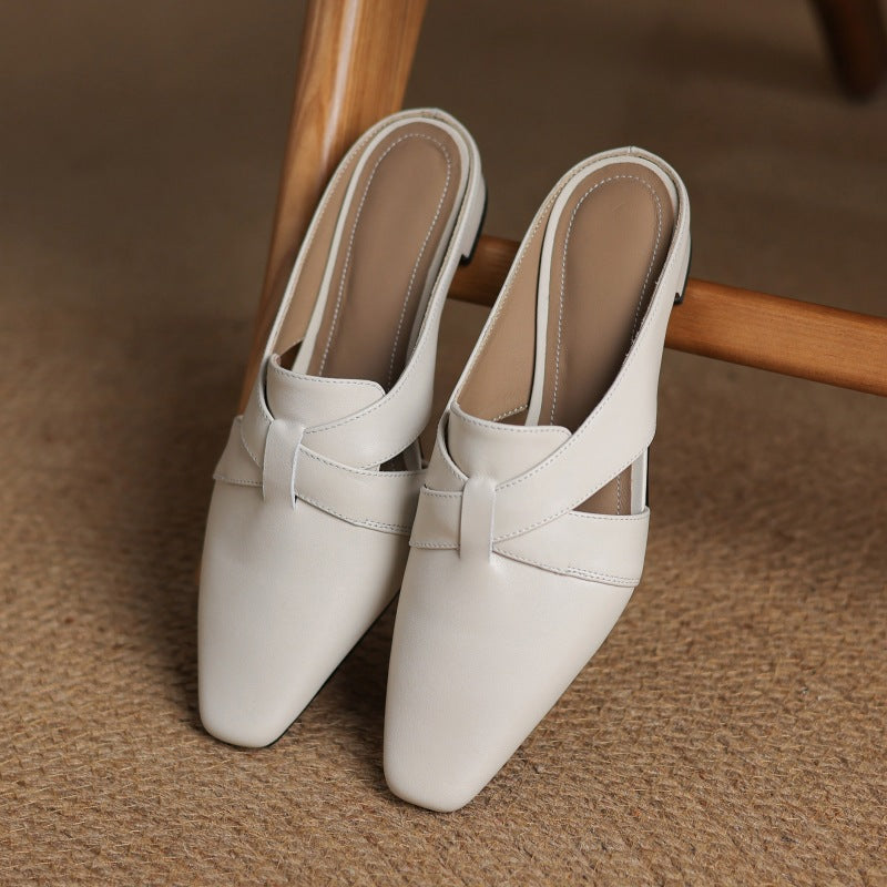 Women's Cross Leather Mules