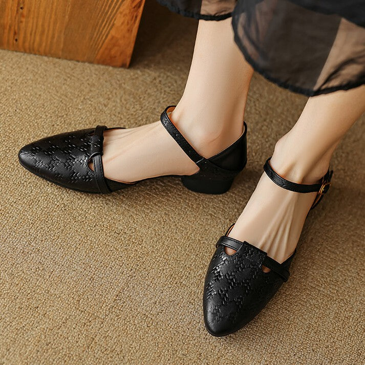 Women's Woven Leather Mary-Janes