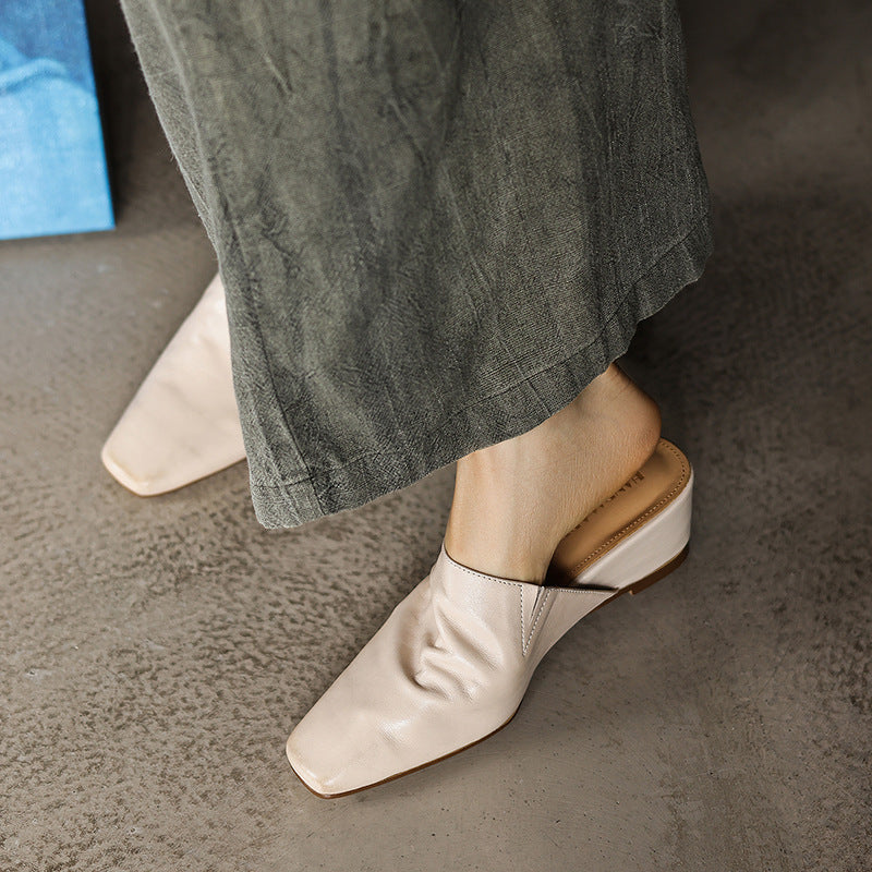 Women's Square-Toe Leather Mules