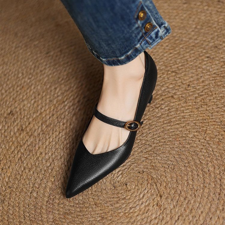 Women's Leather Kitten Heels