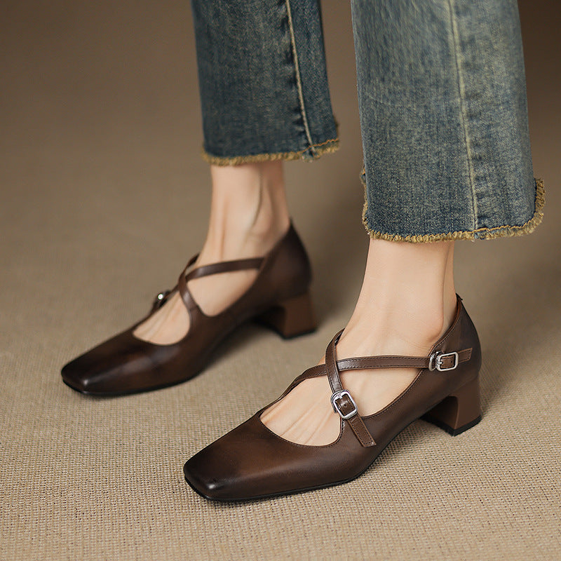 Women's Leather Kitten Heels