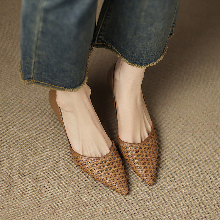 Women's Woven Leather Heels