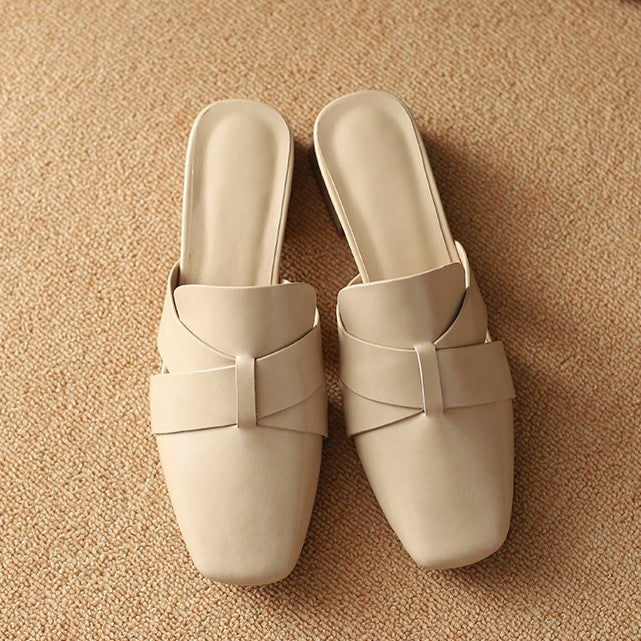 Women's Square Toe Leather Mules