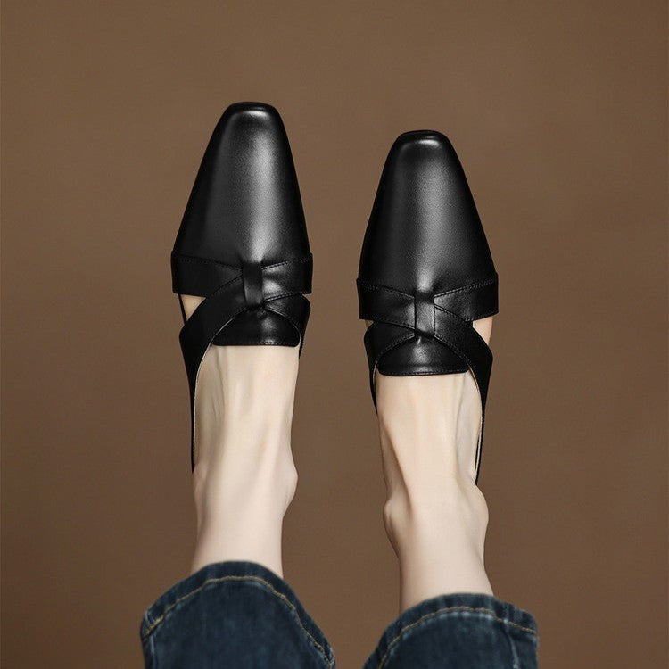 Women's Cross Leather Mules