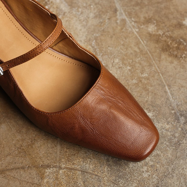 Women's Square-Toe Leather Mules