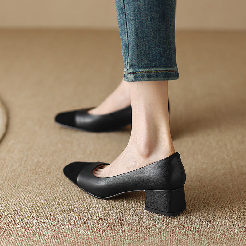 Women's Square-Toe Leather Pumps
