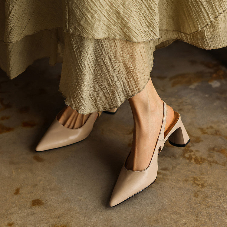 Women's Leather Slingback Heels