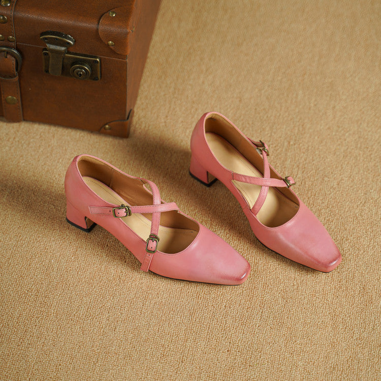 Women's Mary-Jane Leather Heels