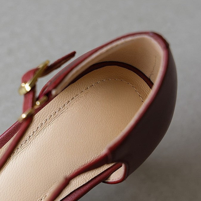 Women's Leather Mary-Jane Heels