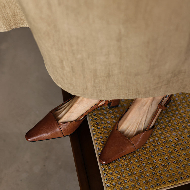 Women's Leather Slingback Heels