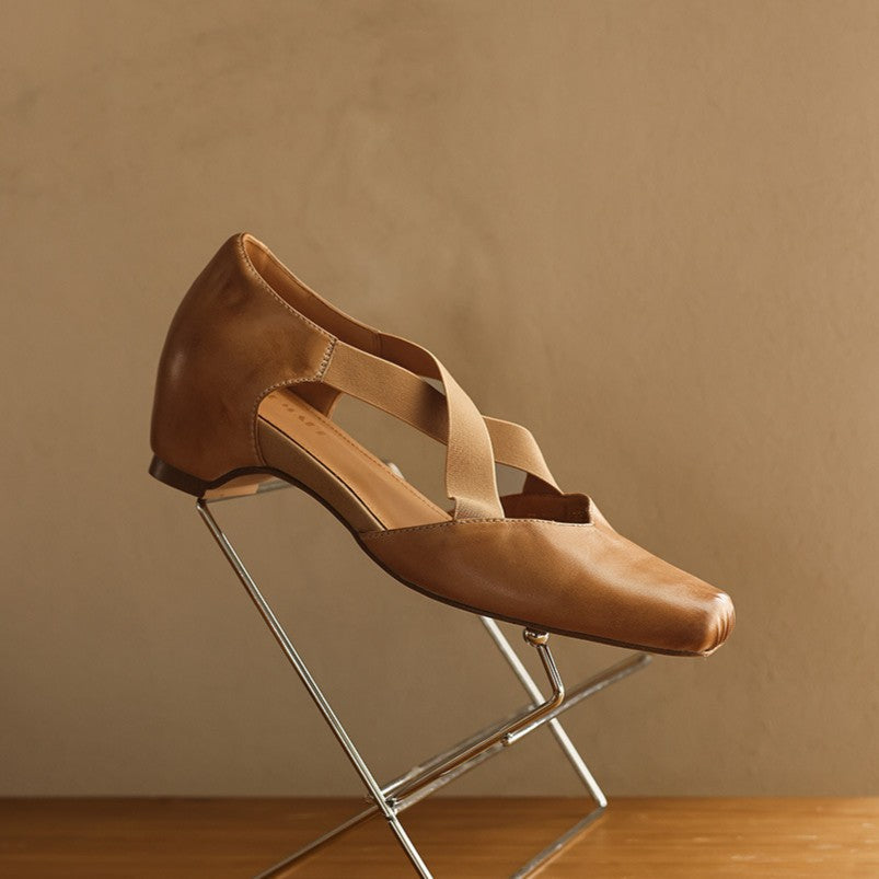 Women's Leather Cross-Strap Heels