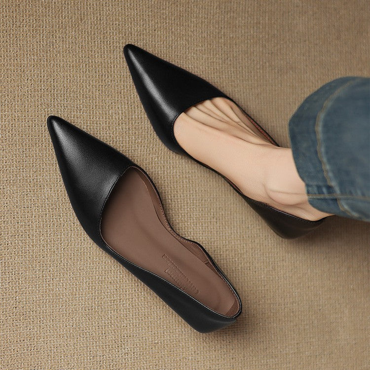 Women's Leather Kitten Heel Pumps