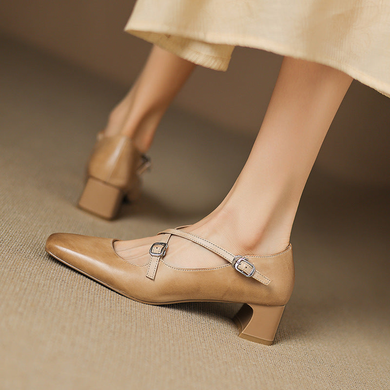Women's Leather Kitten Heels