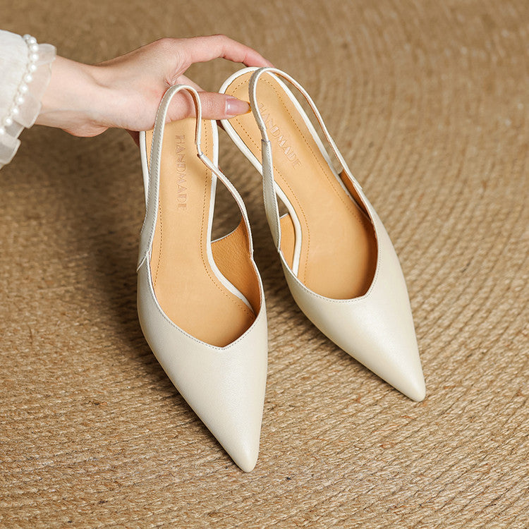 Women's Slingback Leather Heels
